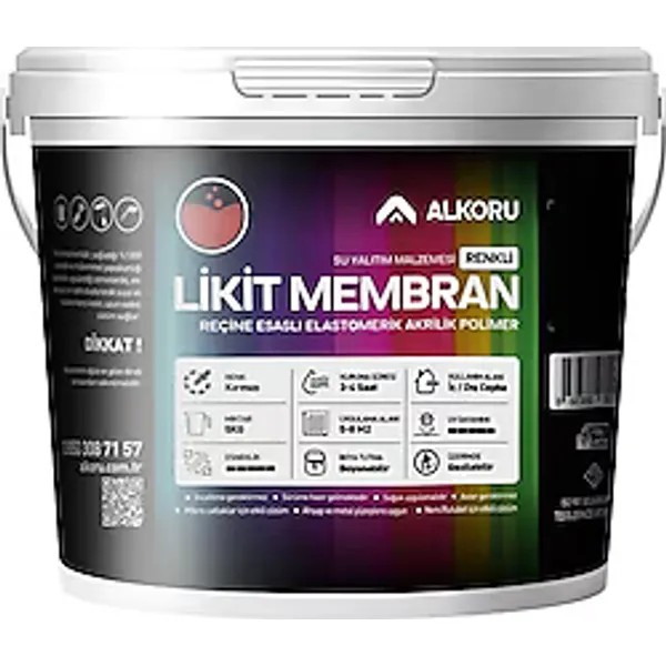 Alkoru Renkli Reçine Esaslı 5 kg Kırmızı Likit Membran