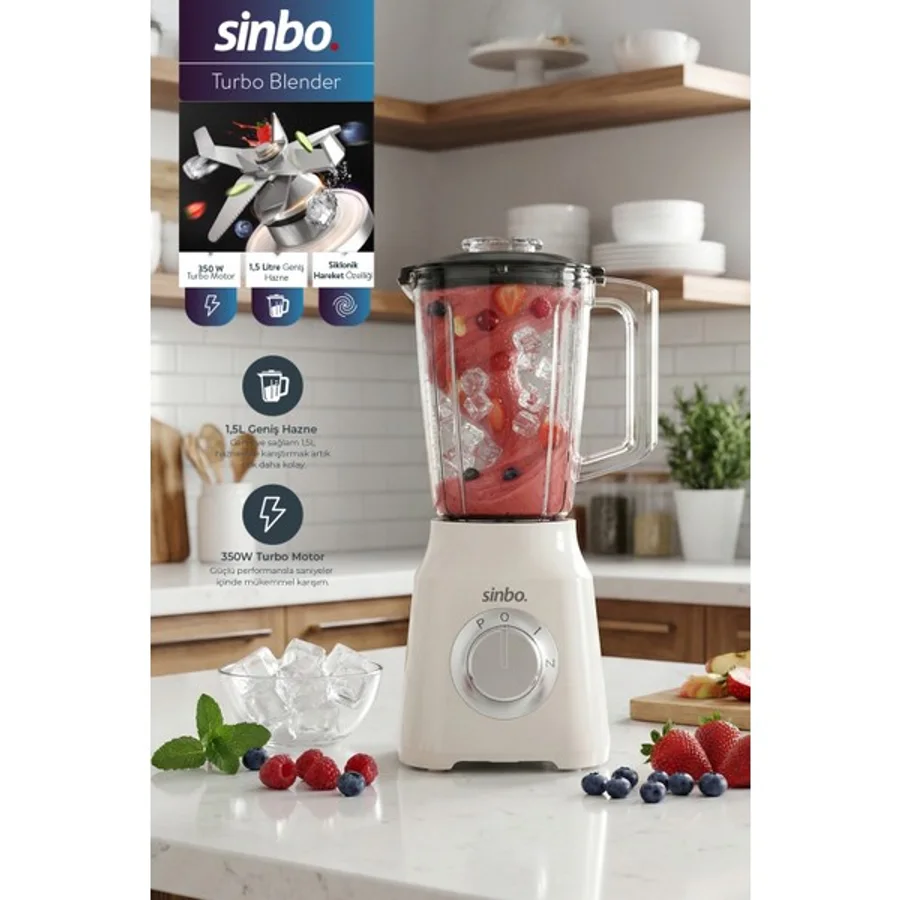 Allians Güçlü 350W Turbo Blender, 1.5l Hazne, Smoothie ve Pulse Fonksiyonu - Ahşap