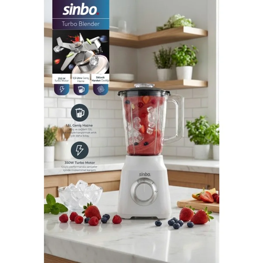 Allians Yüksek Performanslı 350W Turbo Blender, 1.5l Hazne, Smoothie ve Pulse Fonksiyonu - Ahşap