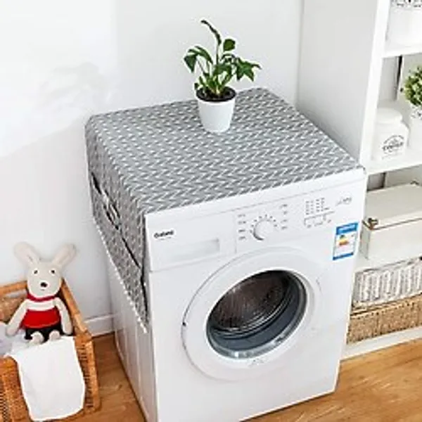 Allmart Çamaşır Makinesi Örtüsü Koruma 6 Cepli Banyo Düzenleyici Organizer Buzdolabı Örtüsü Depolama Hurç - Koyu Gri - 55 x 130