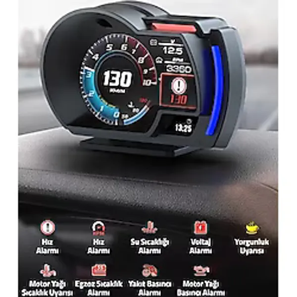 Ally HUD A520 OBD2 + GPS Head Up Display HUD,Dijital Hız Göstergesi,RPM & Sıcaklık &Basınç Takip,Hız Alarmı