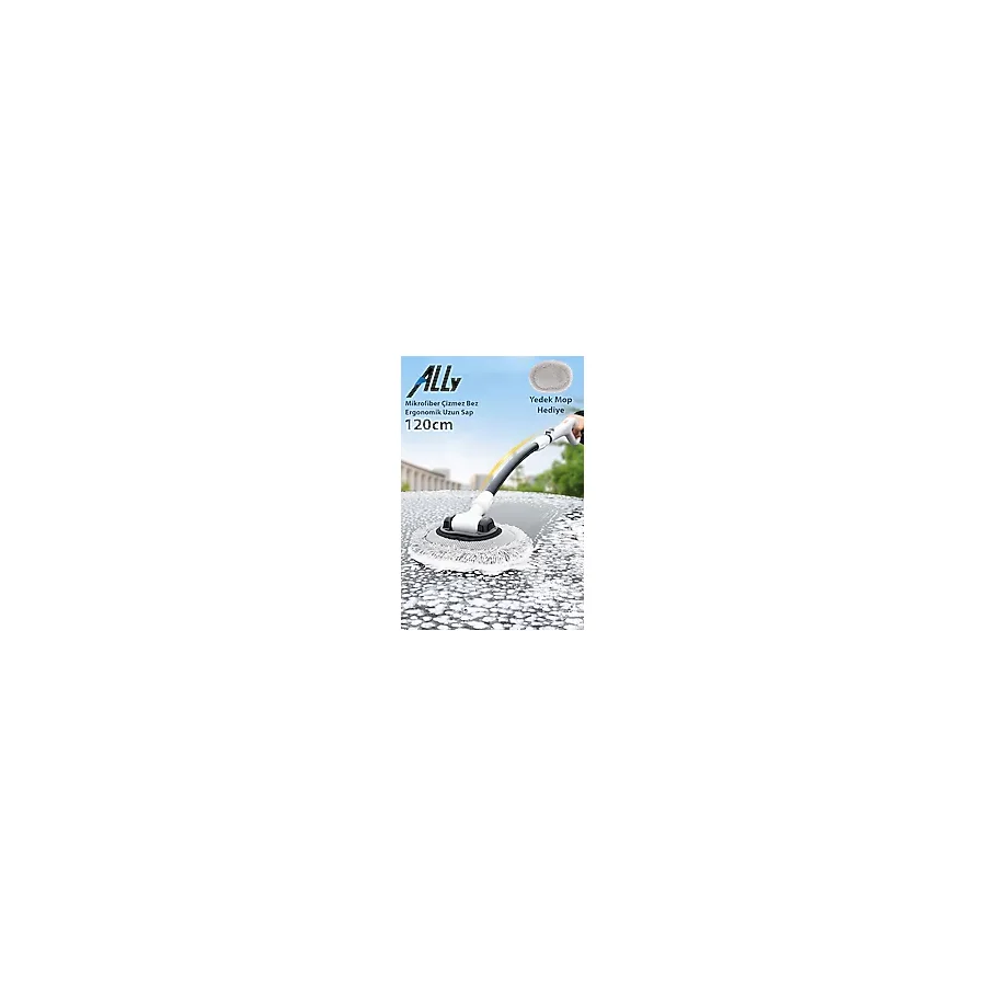 Ally LS-443 Teleskopik Mikrofiber Araba Yıkama Fırçası Uzun Saplı Fırçası Oto Mopu BEYAZ