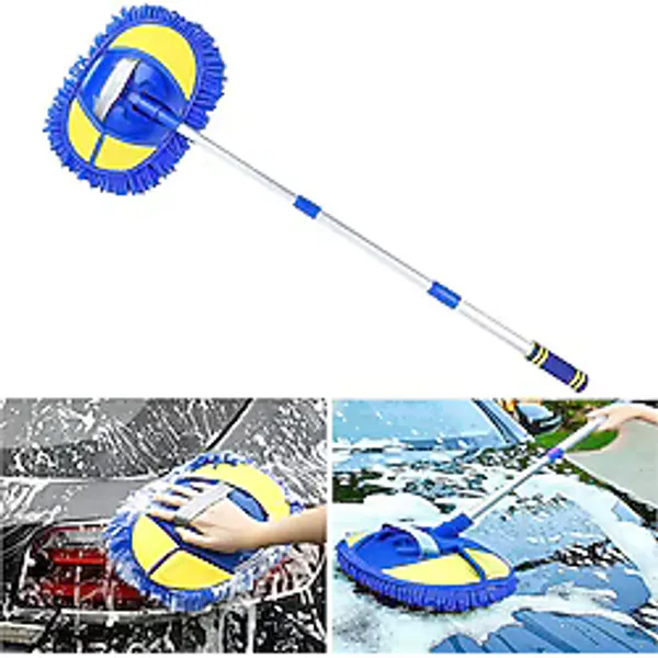 Ally Mikrofiber Dönebilen Püsküllü Araba Yıkama Ve Temizleme Fırçası MAVİ