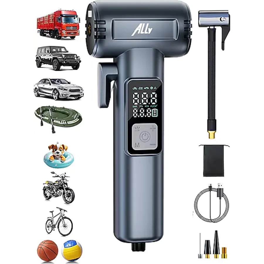 Ally St-5530 Dijital Şarjlı Araç Lastik Hava Şişirme Pompası Power Bank Penere Kırıcı