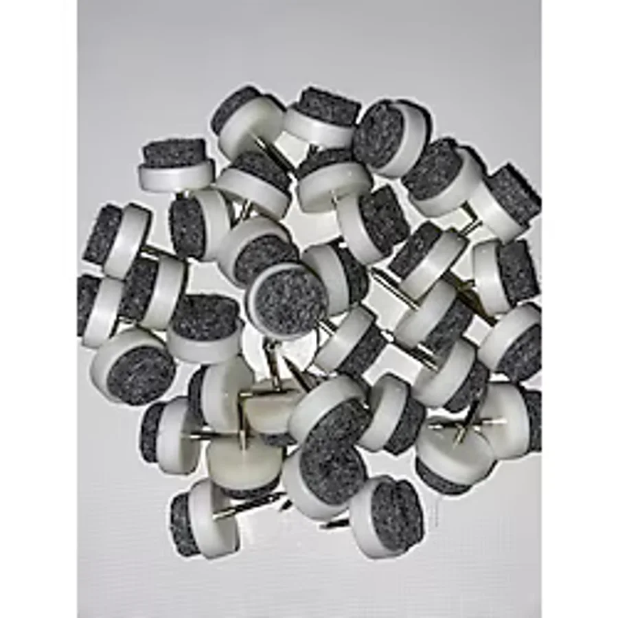 almital mobilya aksesuarları furniture accessories 20 Adet Çap 15 Mm, Beyaz Plastik Tabanlı, Kendinden Çivili Sandalye Keçesi