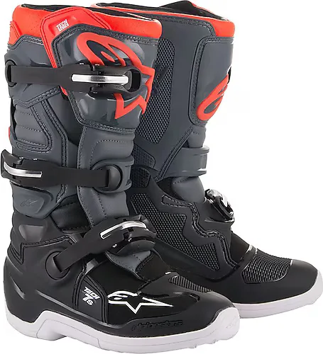 Alpinestars Tech 7s Cross Siyah-Kırmızı-Gri Çocuk Motosiklet Ayakkabısı