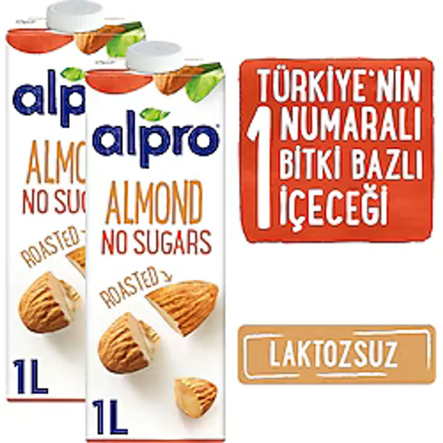 Alpro Şekersiz Badem Sütü 1 lt 2'li