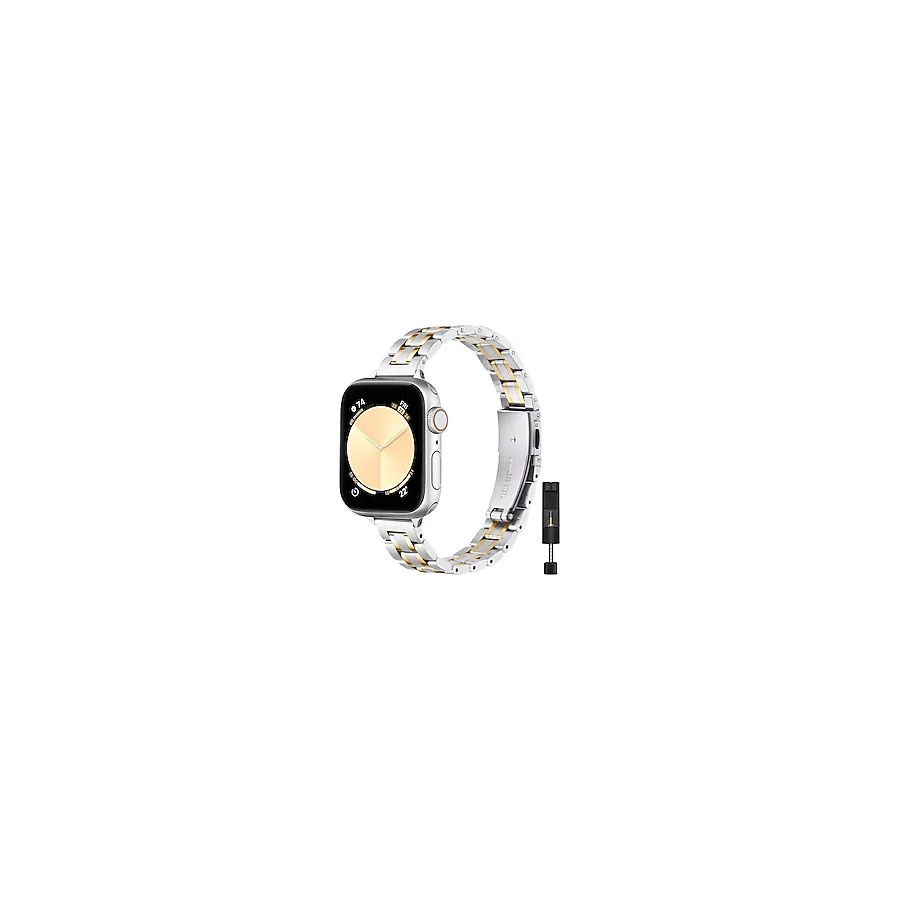 Alstrap Apple Watch 11-10 (46MM) 9 8 7 (45MM) 6 5 4 Se (44MM) Ultra 49mm Uyumlu 5 Parçalı Bakla Çelik Kordon