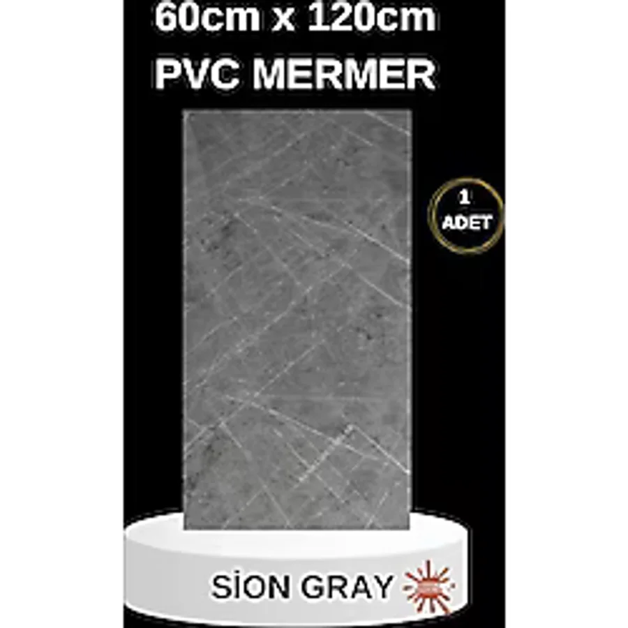 Alternatif Kaplama Uv Pvc Sion Gri Mermer Panel 1 Adet 60X120cm Ev Ofis Otel Duvar Kaplama Paneli