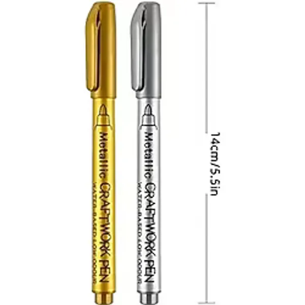 Altın-Gümüş Metalik Marker Kaligrafi Kalemi, Cam Kalemi, Davetiye, Süsleme, Imza, Bardak Yazı-2 Ad