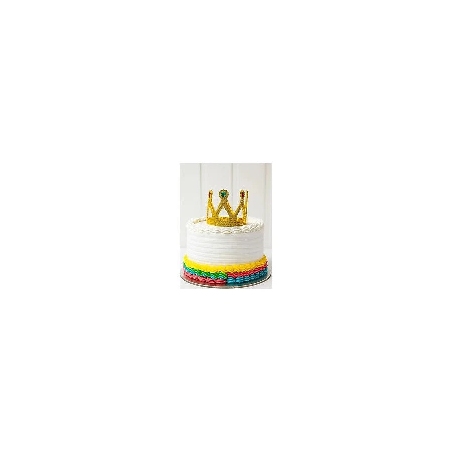 Altın Işıltılı Pasta Tacı Pasta Üstü Taç Plastik Malzeme 8x8 Cm
