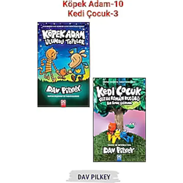 Altın Kitaplar Köpek Adam 10 + Kedi Çocuk Çizgi Roman Kulübü 3 - Serinin Final Kitapları - 2 Kitap Set, Dav PILKEY