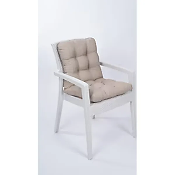 ALTINPAMUK Candy Pofidik Arkalıklı Bej Sandalye Minderi Özel Dikişli Bağcıklı 43x88 Cm