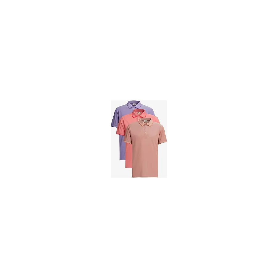 Altınyıldız Classics Erkek Kiremit-nar Çiçeği-mor 3'lü Çekmeyen Pamuklu Slim Fit Kıvrılmaz Polo Yaka Tişört - Kiremit - Nar Çiçeği - Mor