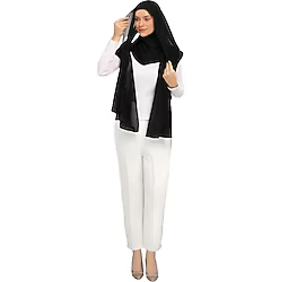 Altobeh Hazır Lüks Pratik Hijablı Şifon Şal, Siyah