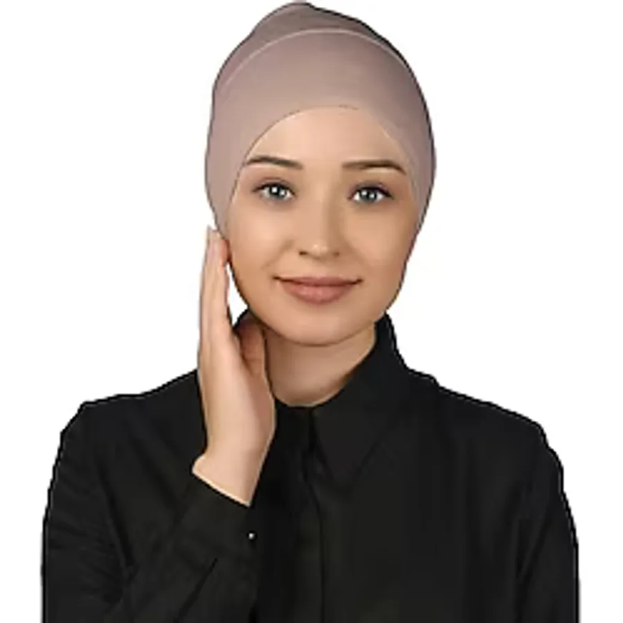 Altobeh Hazır Pratik Geçmeli Uzun Boru Tesettür Bonesi - Pudra