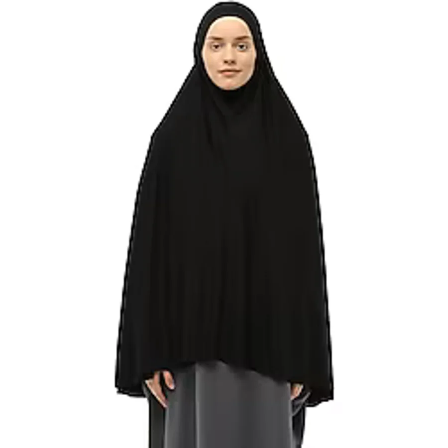 Altobeh Hazır Türban Peçeli Pratik Eşarp Tesettür Nikaplı Hijab - Namaz Örtüsü Sufle (5XL) - Siyah