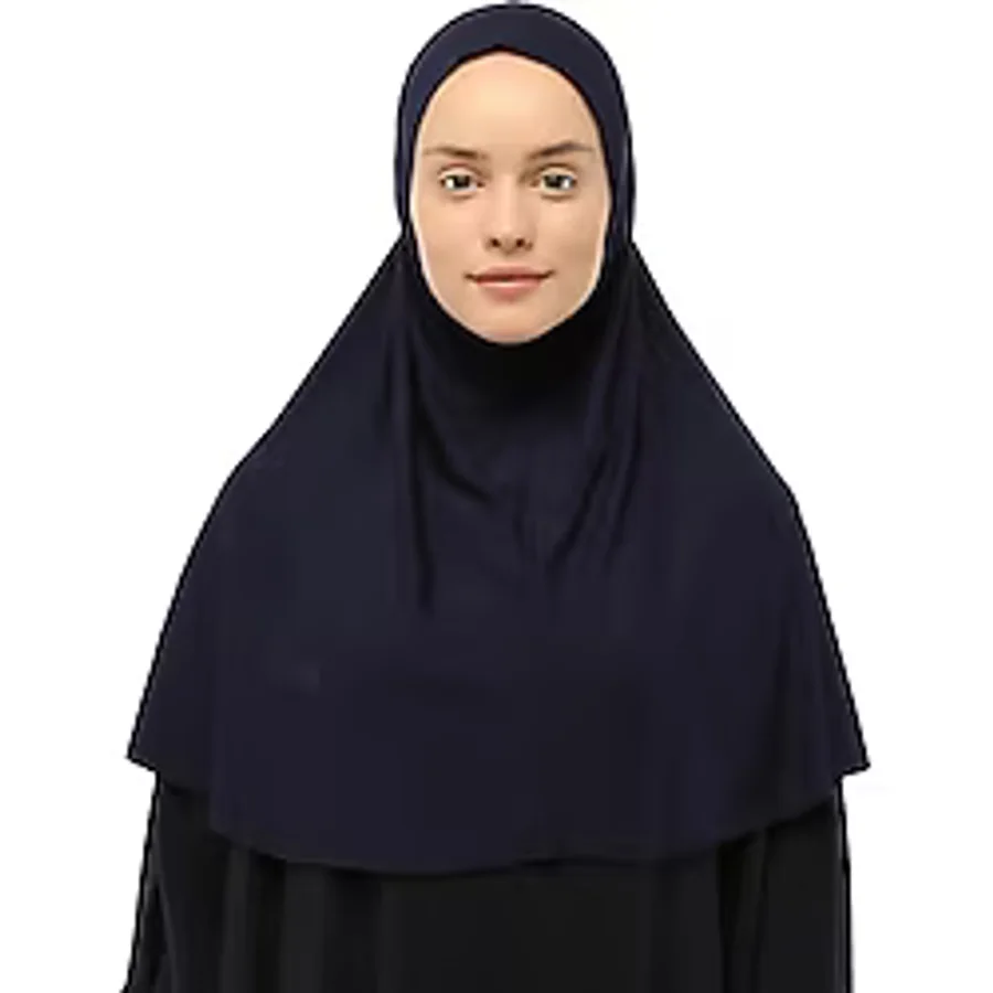 Altobeh Hazır Türban Peçeli Pratik Eşarp Tesettür Nikaplı Hijab - Namaz Örtüsü Sufle (XL), Lacivert