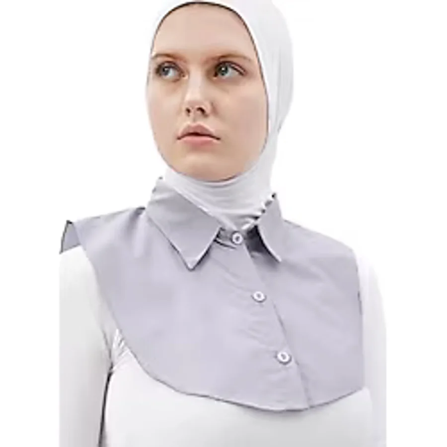 Altobeh Kadın Düz Gömlek Yaka Hazır Tesettür İç Boyunluk Kurtarıcı Yakalık, Gri