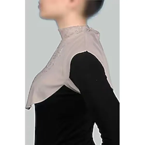 Altobeh Penye Tesettür Daire Yakalı Dantelli Boyunluk, Standart, T1077, AçıkLatte, kadın