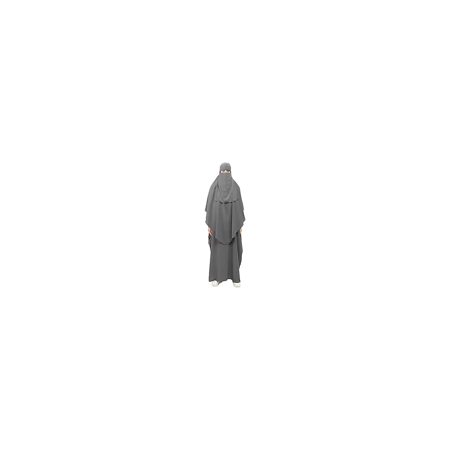 Altobeh Sultanbaş Nikaplı Çarşaf Cilbab Khimar Abaya Kolu Lastikli Hakim Yaka Peçeli Ferace Medine İpek, Kot, S-M