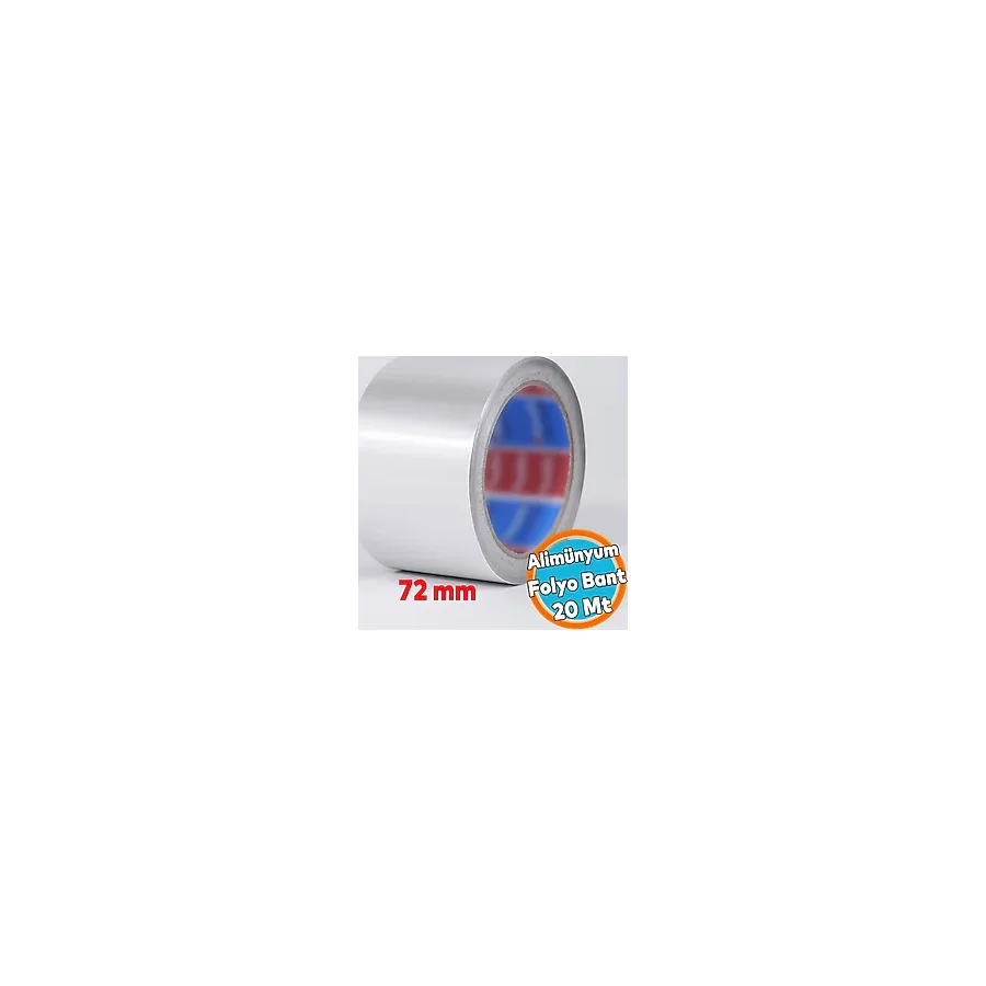 Alüminyum Folyo Bant Yapışkanlı 72 mm x 20 Metre Yanmaz Soba Borusu Bandı - Gri