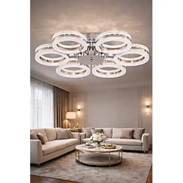 Alya 6lı Gold Plafonyer 3 Renk Led Secenekli Salon Oturma Odası Ledli Avize Gümüş
