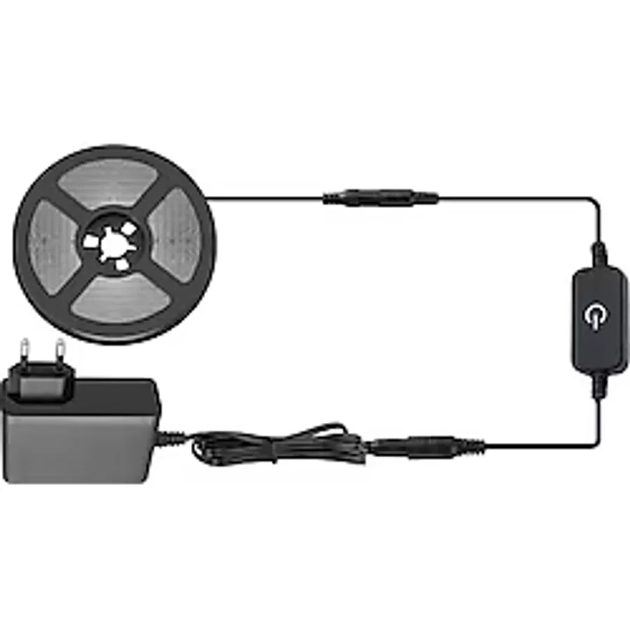Amber LED 12V Yüksek Parlaklık 4040 Şerit LED Tak Çalıştır Hazır Set, 3 Metre Günışığı, Dokunmatik Aç-Kapa Dim edilebilir Anahtar ve Adaptör Dahil, Gizli Aydınlatma, Mutfak, Tezgah, Dolap İçi ve Ayna
