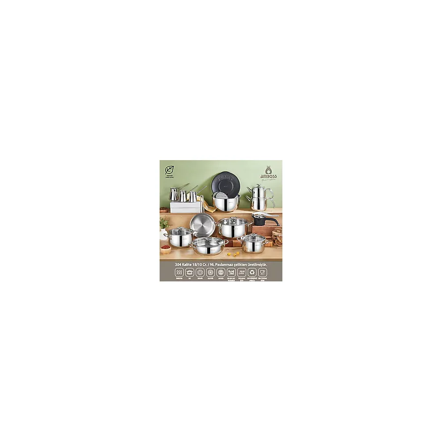 Amboss Big Chef 21 Parça Çelik Çeyiz Seti