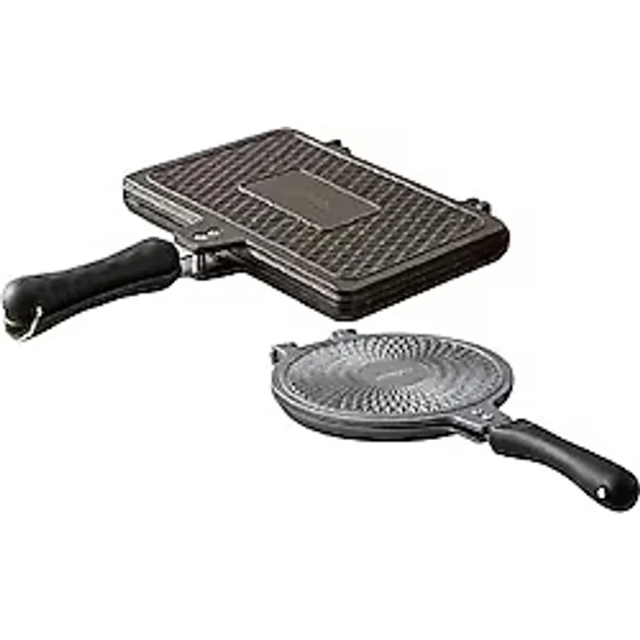 Amboss School Duo 2'li Döküm Waffle Tava ve Ocak Üstü Tost Makinesi Seti