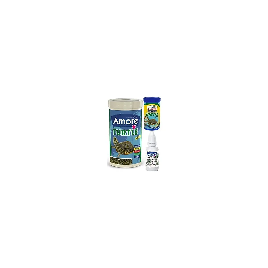 Amore Turtle Green Sticks 1 Lt, Lotus 100 Ml Kutu Kaplumbağa Yemi Ve Vitamini