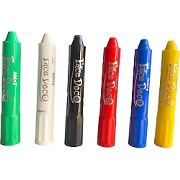 Amos Yuz Boyasi Ruj Tipi 6 Renk Set - (Kirmizi-Beyaz-Mavi-Sari-Yesil-Siyah)