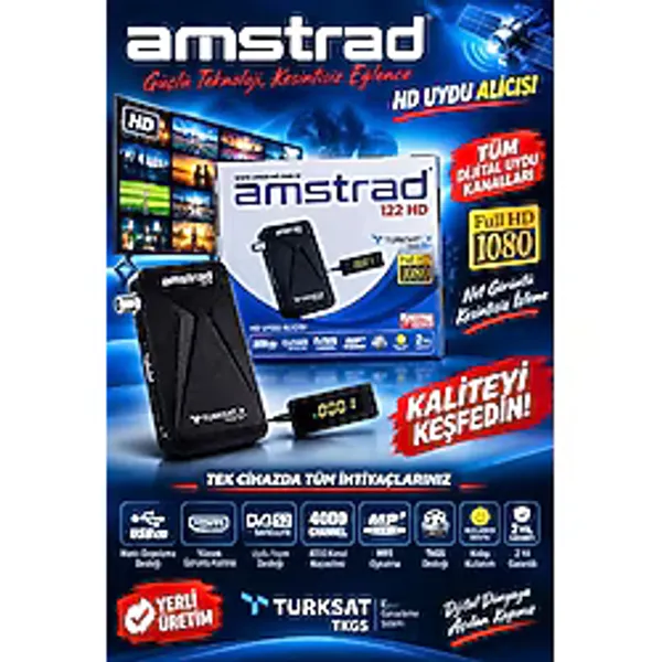 Amstrad Mini 122 Hd - Full Hd Uydu Alıcısı - Yeni Sürüm - Tkgs - Hdmı - Tak Çalıştır