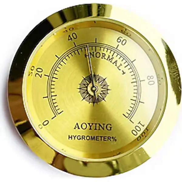 Analog Higrometre Nem Ölçer Humidor Puro Kutusu İçin Metal Çerçeve Sarı 50mm
