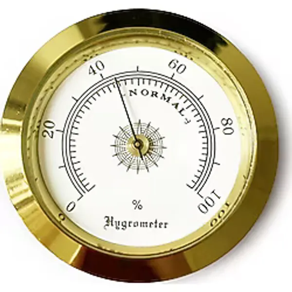 Analog Higrometre Nem Ölçer Humidor Puro Kutusu İçin Metal Çerçeve Sarı-Beyaz 50Mm