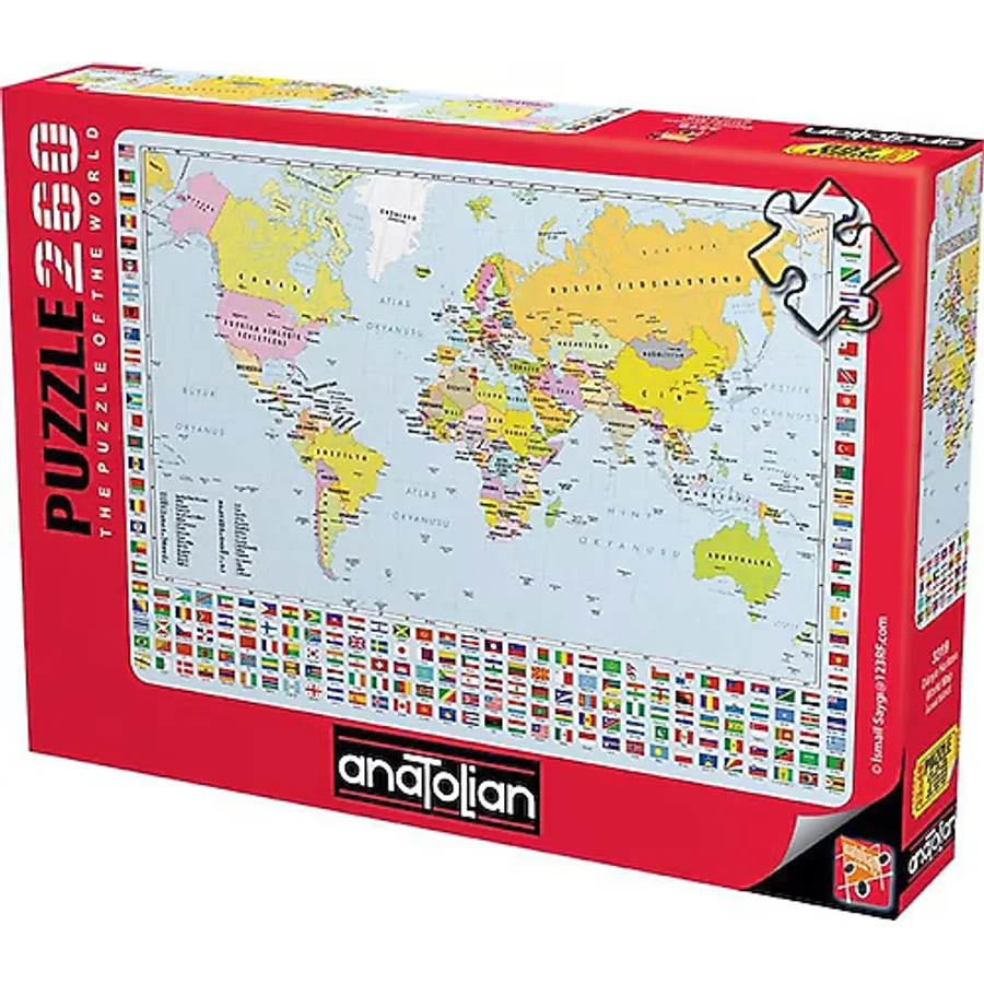 Anatolian Dünya Haritası Puzzle 260 Parça 3319