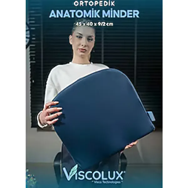 Anatomik Visco Ortopedik Minder - Ofis Araba Sandalye Minderi Mavi 44x36x9/2