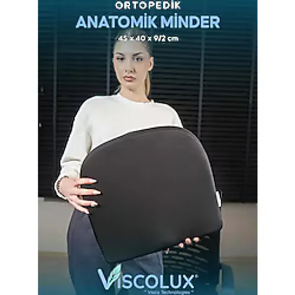 Anatomik Visco Ortopedik Minder - Ofis Araba Sandalye Minderi Siyah 44x36x9/2