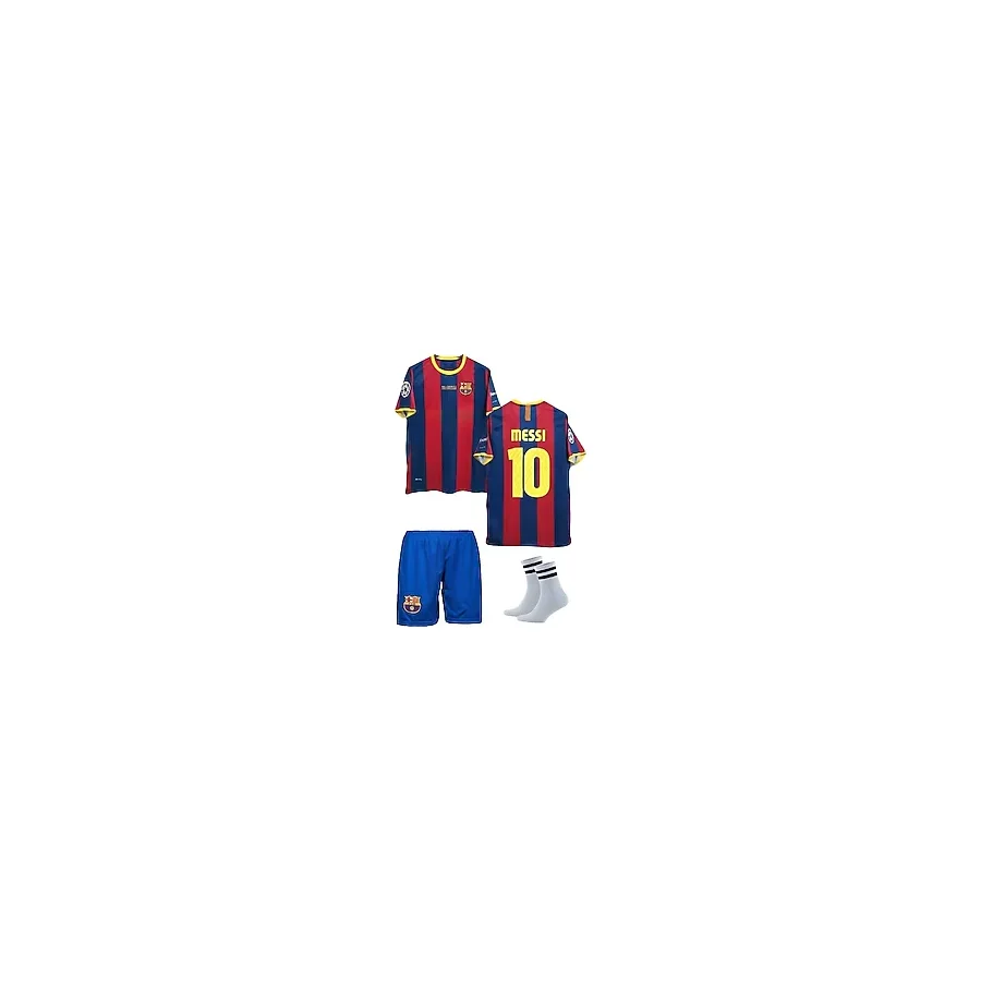 Andream Barcelon'a Messi 2011 London Retro Futbol Çocuk Forması 3'lü Set Çorap Hediyeli - 7 - 8 Yaş - Bordo-Mavi