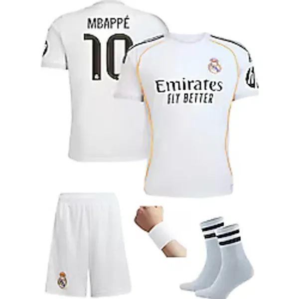 Andream Real Madri'd Mbappe 2026 Yeni Sezon Futbol Çocuk Forması 4'lüset Çorap +Bileklik Hediyeli - 3 - 4 Yaş - Beyaz