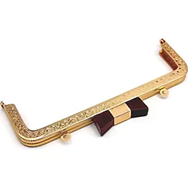 angel çanta aksesuar Angel Çanta Aksesuar 20 Cm Light Gold Renk Koyu Kahve Kurdele Model Çanta Klipsi, Çanta Bursu