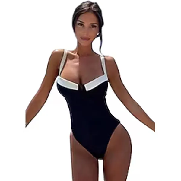 Angelsin Özle Tasarım Balenli V Yaka Mayo Mayokini Siyah 38