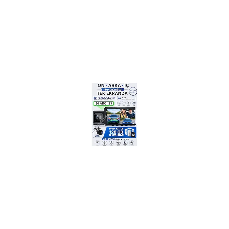 Angenehm Ön Arka İç Geniş Açı Net Görüntü 4K 1080P Full HD Araç İçi Dışı Kamera G Sensör Wifi GPS 3 Kamera