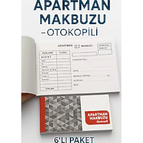ANI OFİS KIRTASİYE A K Apartman Makbuzu Otokopili 6'lı Paket - Karbon Kopyalı Aidat Tahsilat Makbuzu