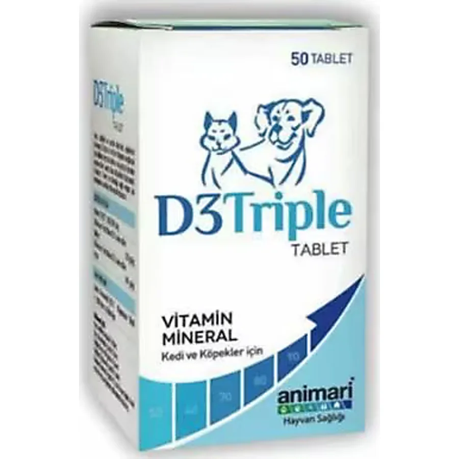 Animari D3 Triple Köpek ve Kediler için 50 Tablet