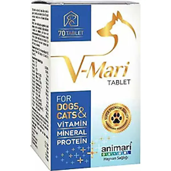 Animari V-Mari Köpek ve Kediler için Mineral Protein 70 Tablet