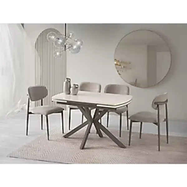 Anka Krem Polo Lak Panel Mutfak Masa Sandalye Takımı 80X120