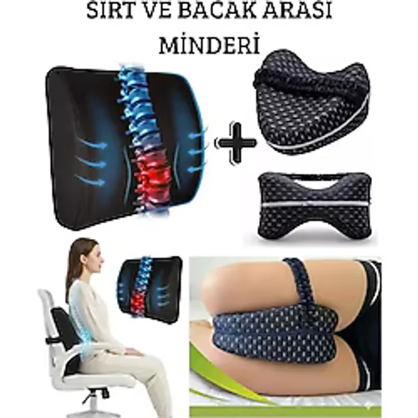 Ankaflex Ortopedik Sırt Ve Bacak Arası Minder Seti Azaltıcı Diz Yastığı Uyku Ve Oturma Seti