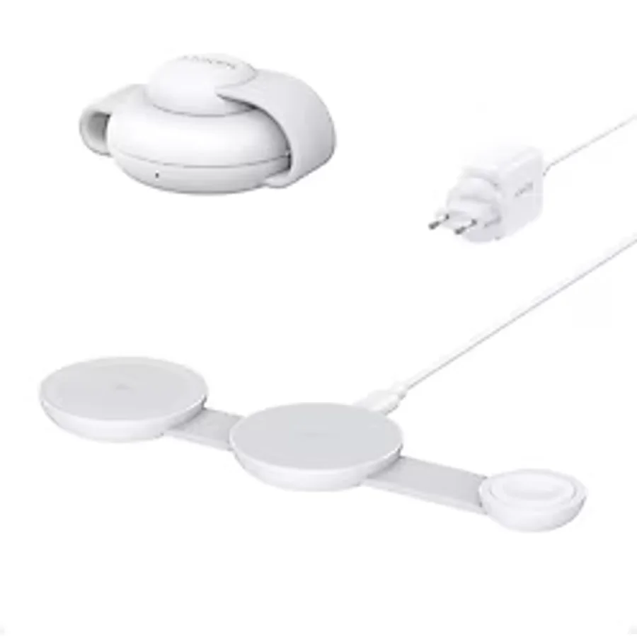 Anker Ufo MagGo B25M8 Beyaz 3in1 MagSafe Kablosuz Şarj Aleti