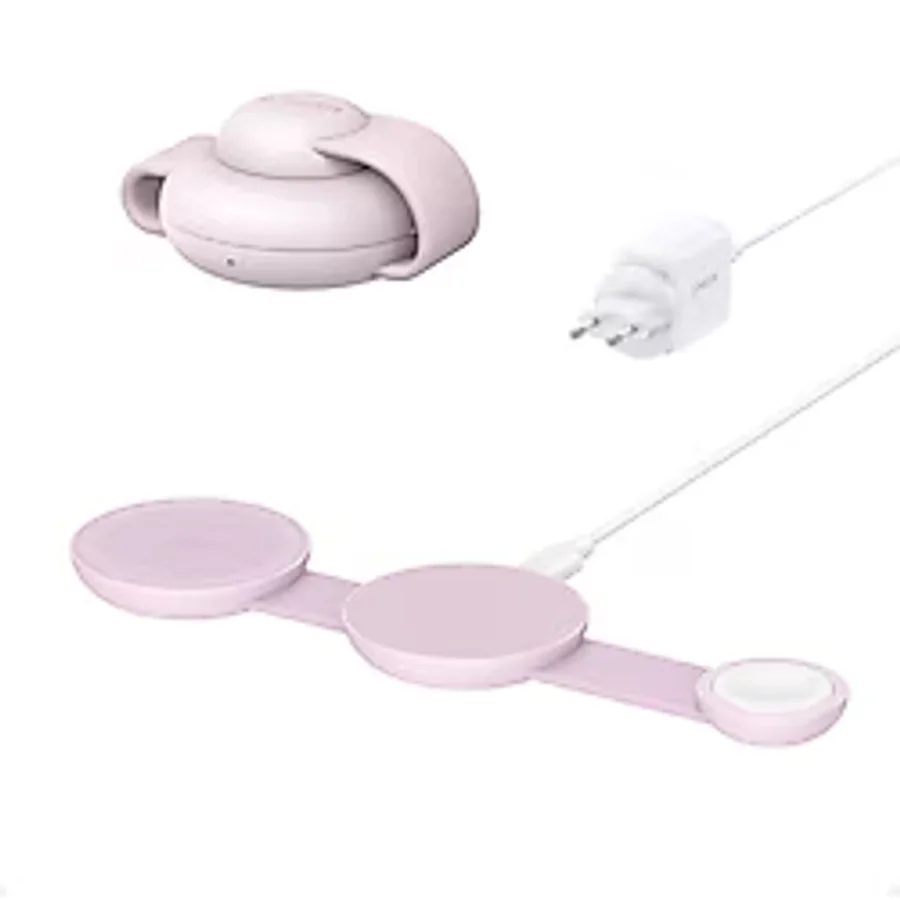 Anker Ufo MagGo B25M8 Pembe 3in1 MagSafe Kablosuz Şarj Aleti